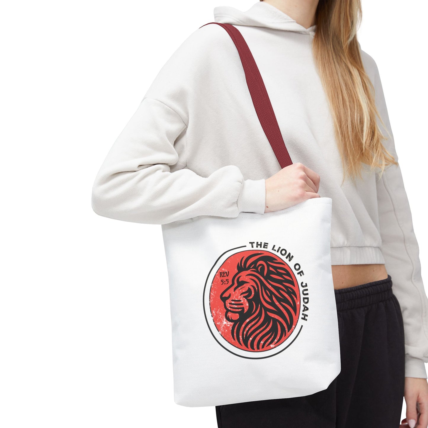 Faith Tote Bag - Romans 5:5 "The Lion of Judah" Design