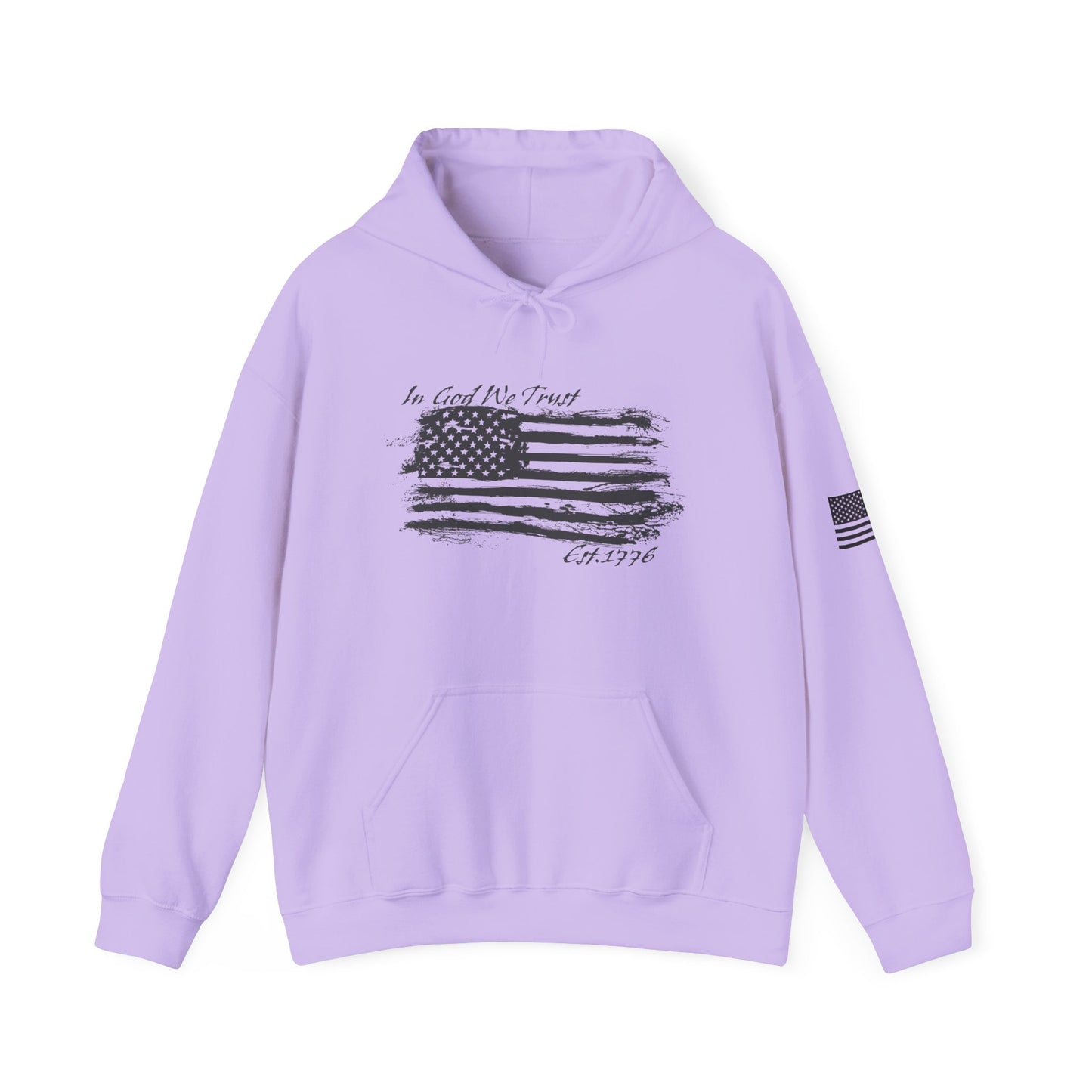 Patriotic "In God We Trust - 1776" Hooded Unisex Sweatshirt *Blk
