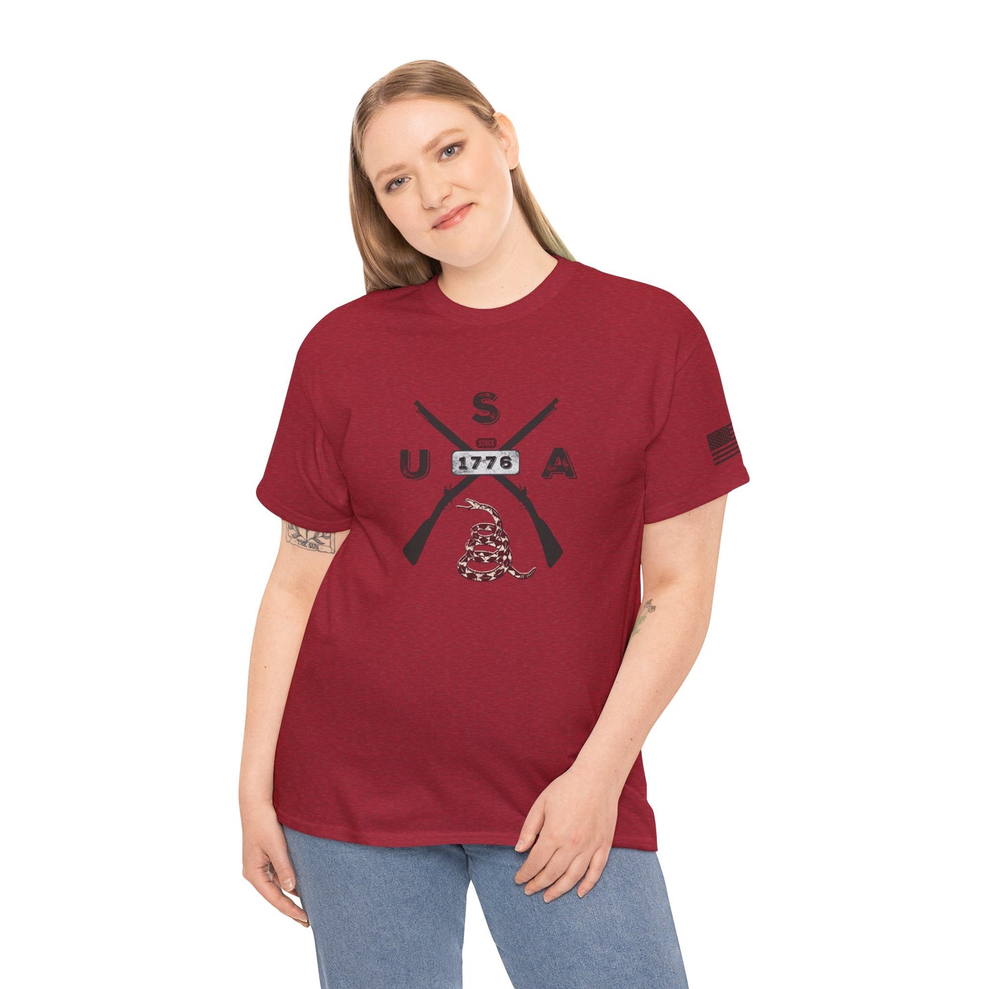 Patriotic Unisex T-Shirt - Gadsen USA Design *Blk
