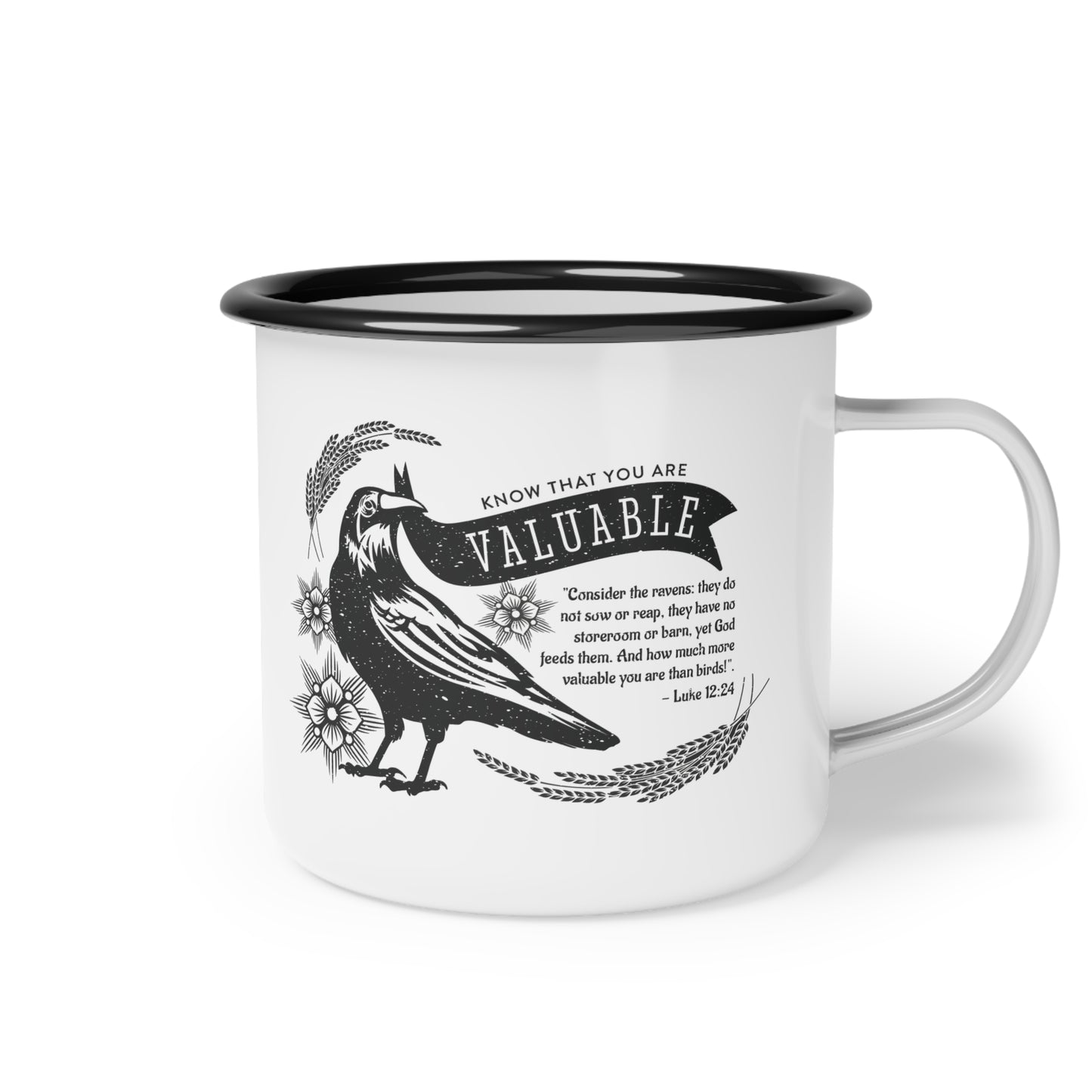 Enamel Camp Cup - Raven Biblical Faith Inspirational Mug