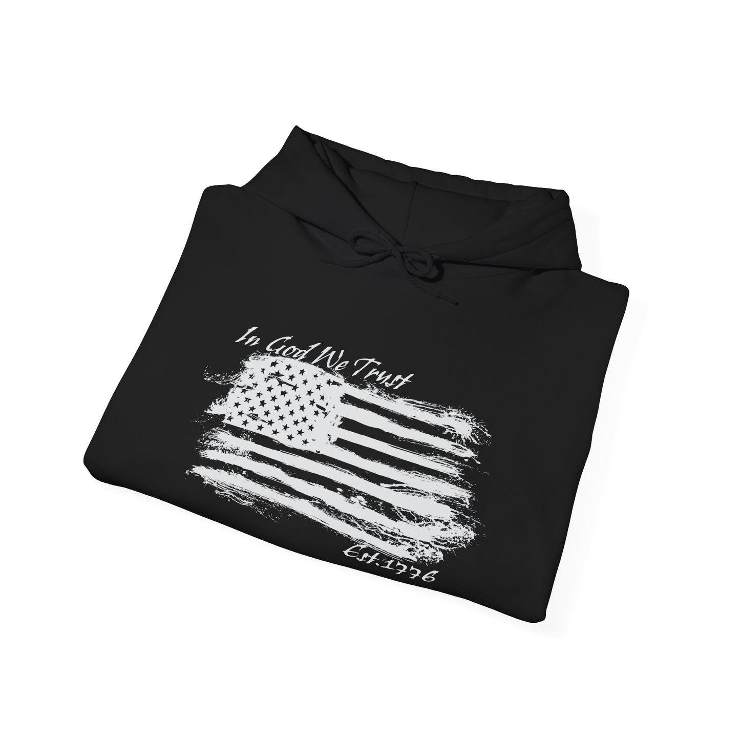 Patriotic "In God We Trust - 1776" Hooded Unisex Sweatshirt *Wht