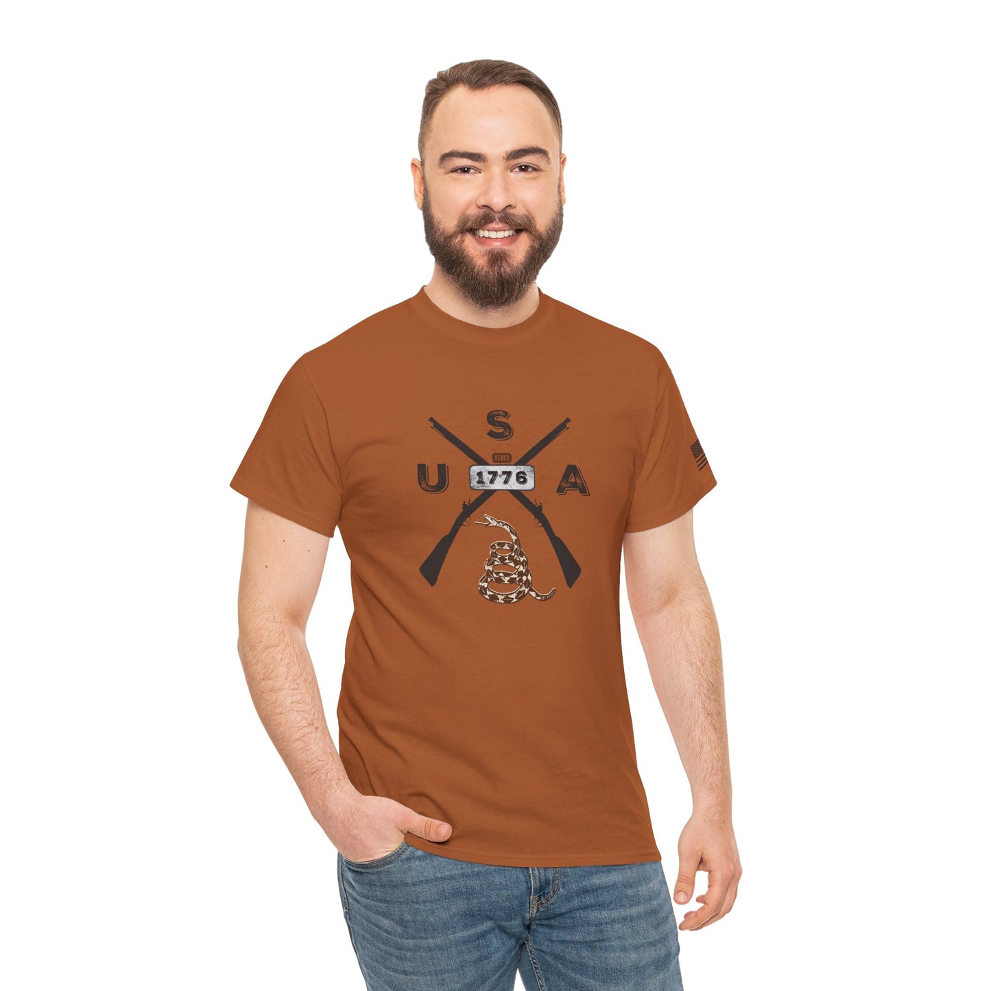 Patriotic Unisex T-Shirt - Gadsen USA Design *Blk