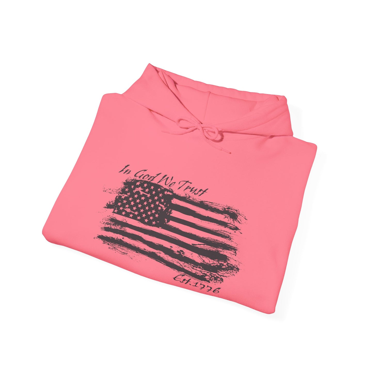 Patriotic "In God We Trust - 1776" Hooded Unisex Sweatshirt *Blk