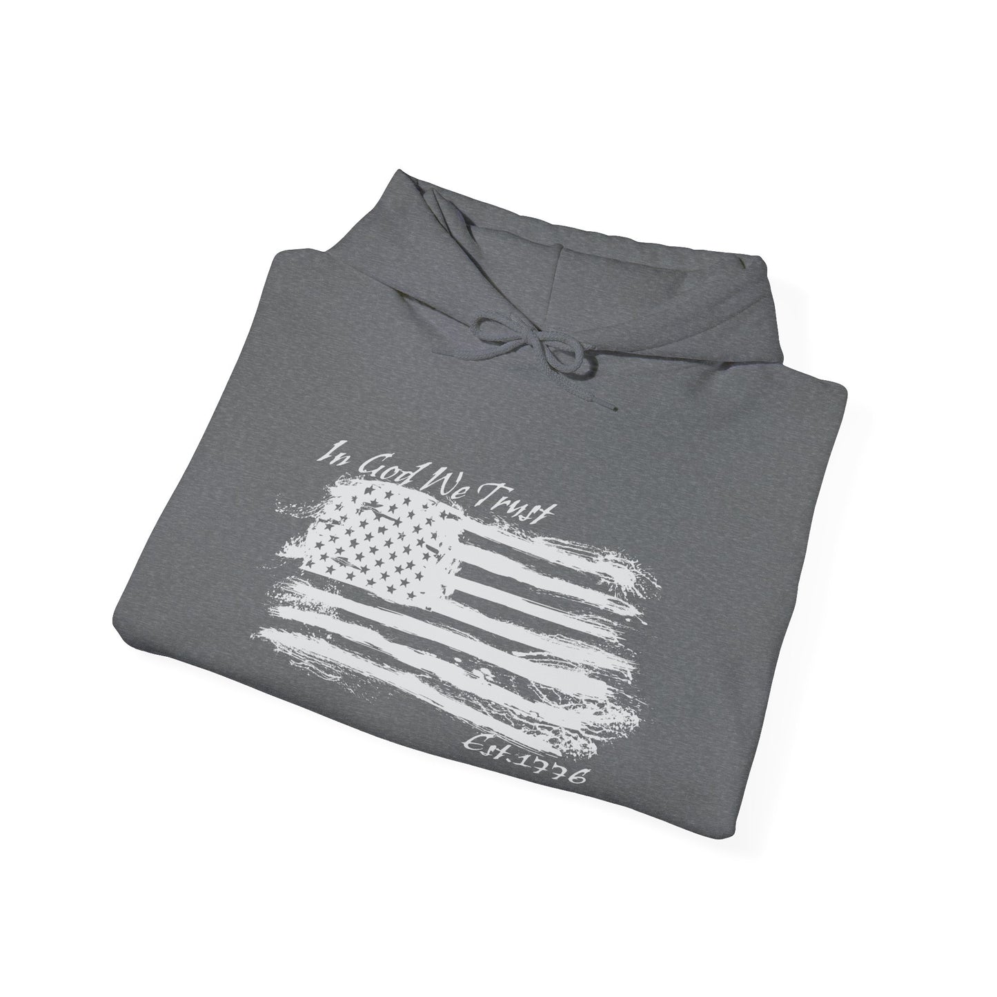 Patriotic "In God We Trust - 1776" Hooded Unisex Sweatshirt *Wht