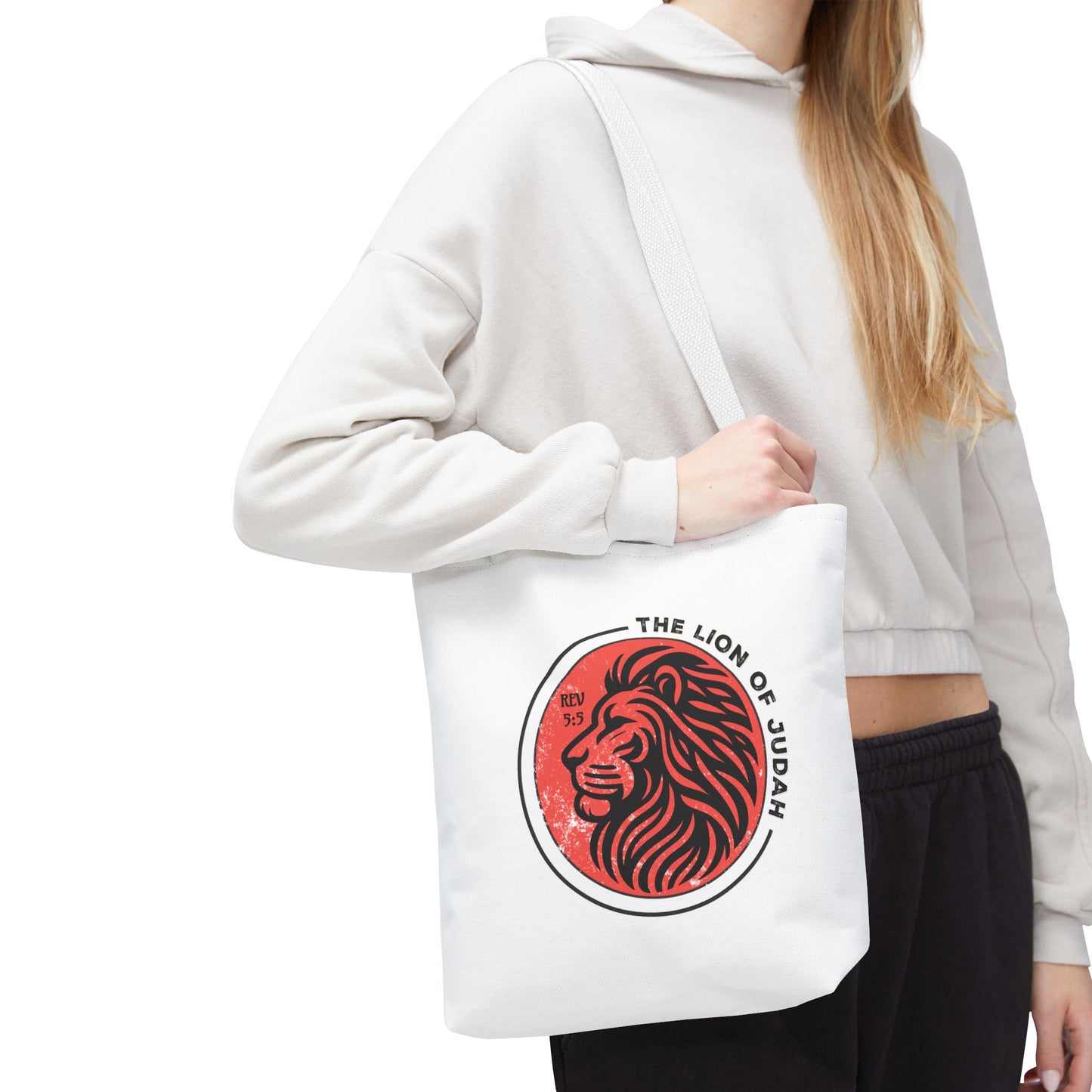 Faith Tote Bag - Romans 5:5 "The Lion of Judah" Design