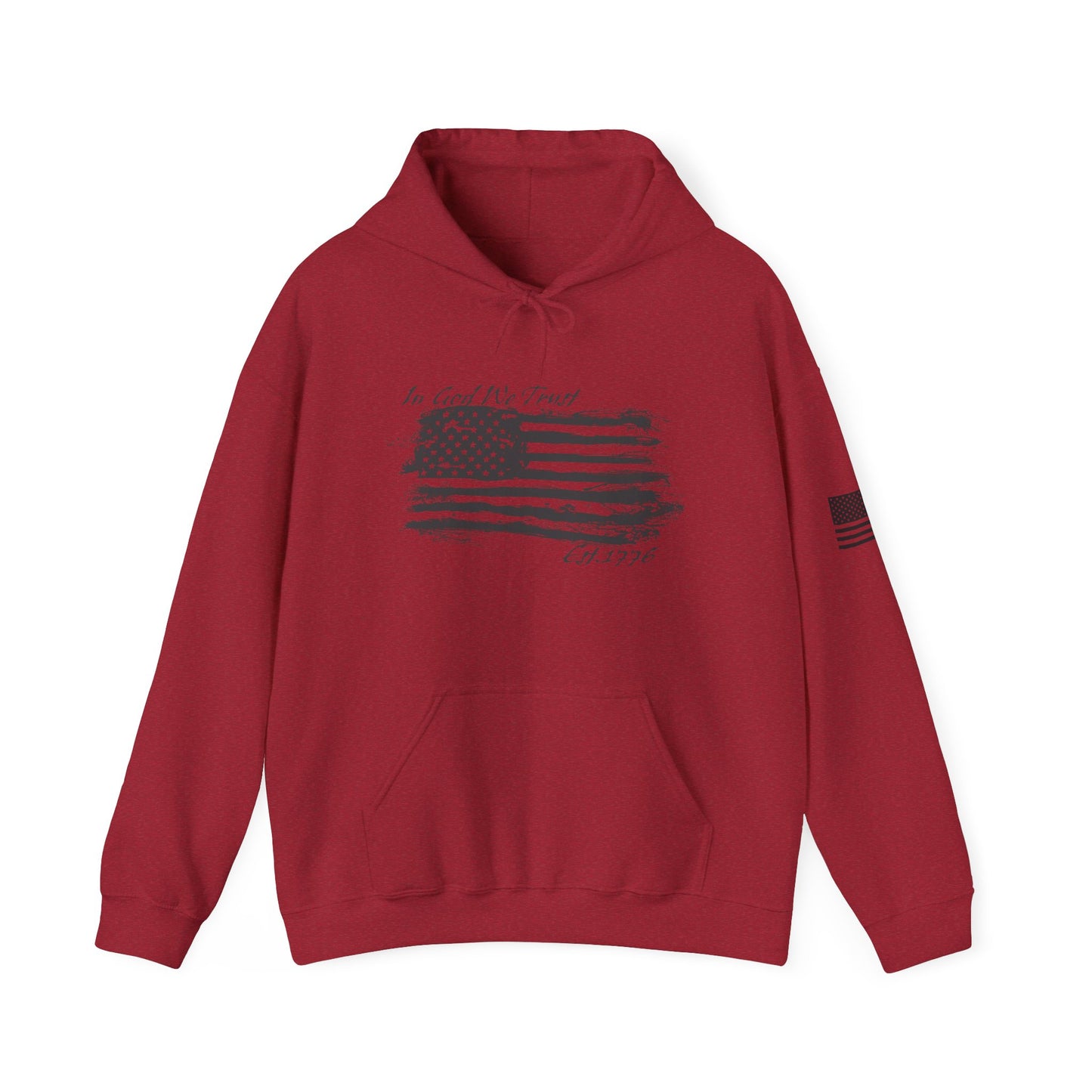 Patriotic "In God We Trust - 1776" Hooded Unisex Sweatshirt *Blk