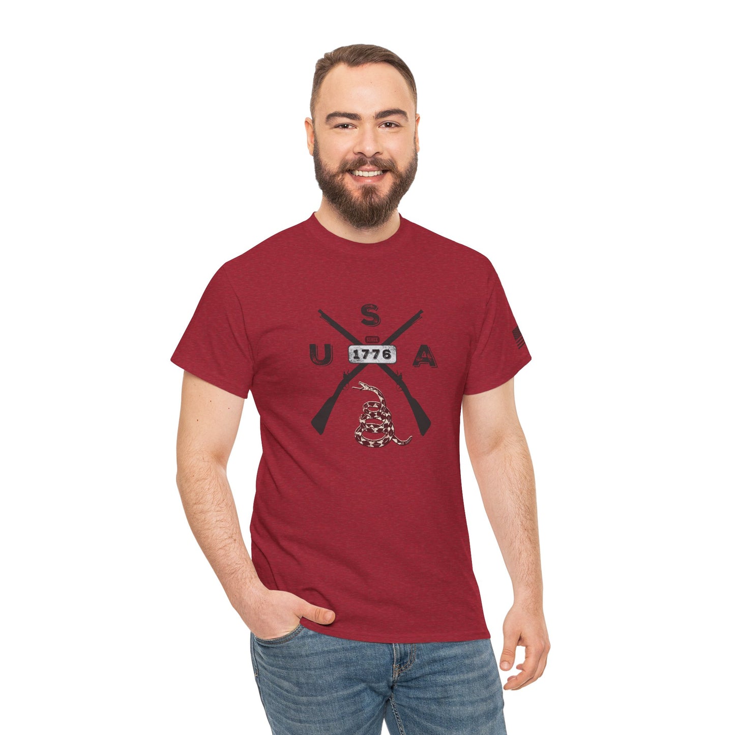Patriotic Unisex T-Shirt - Gadsen USA Design *Blk