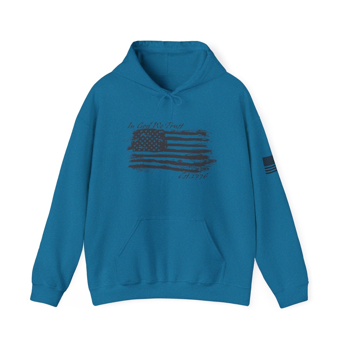 Patriotic "In God We Trust - 1776" Hooded Unisex Sweatshirt *Blk