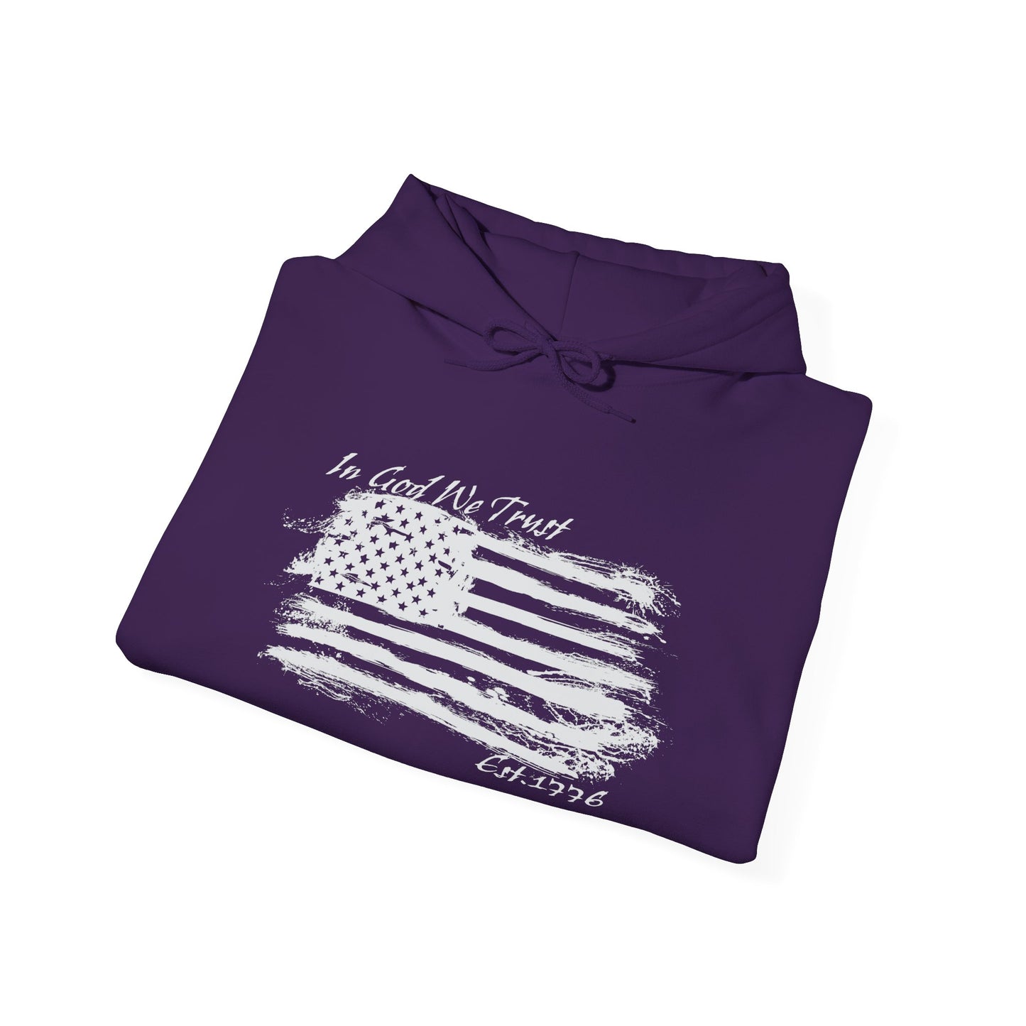 Patriotic "In God We Trust - 1776" Hooded Unisex Sweatshirt *Wht