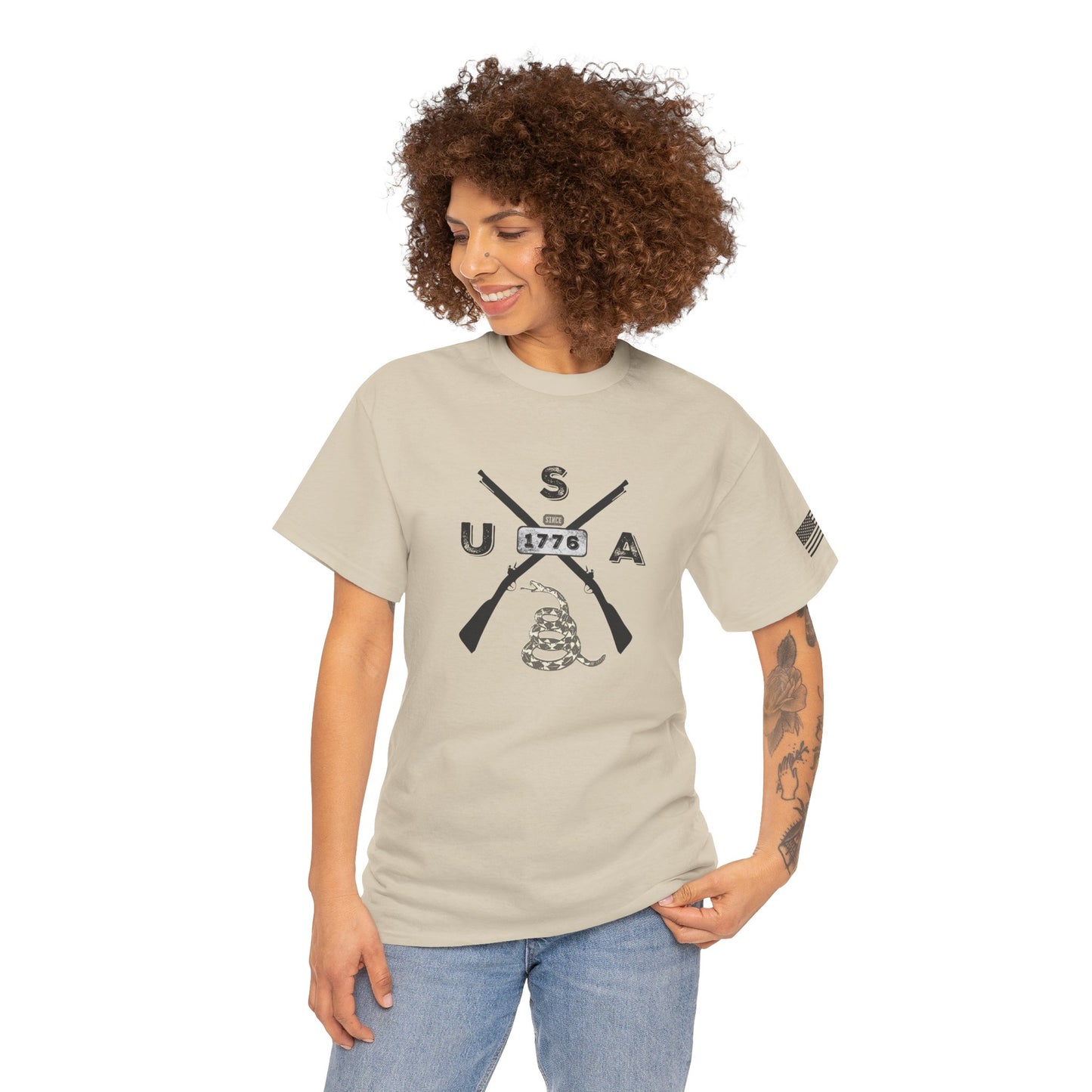 Patriotic Unisex T-Shirt - Gadsen USA Design *Blk