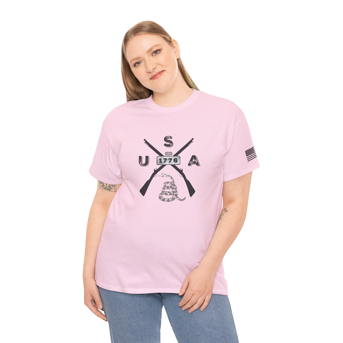 Patriotic Unisex T-Shirt - Gadsen USA Design *Blk