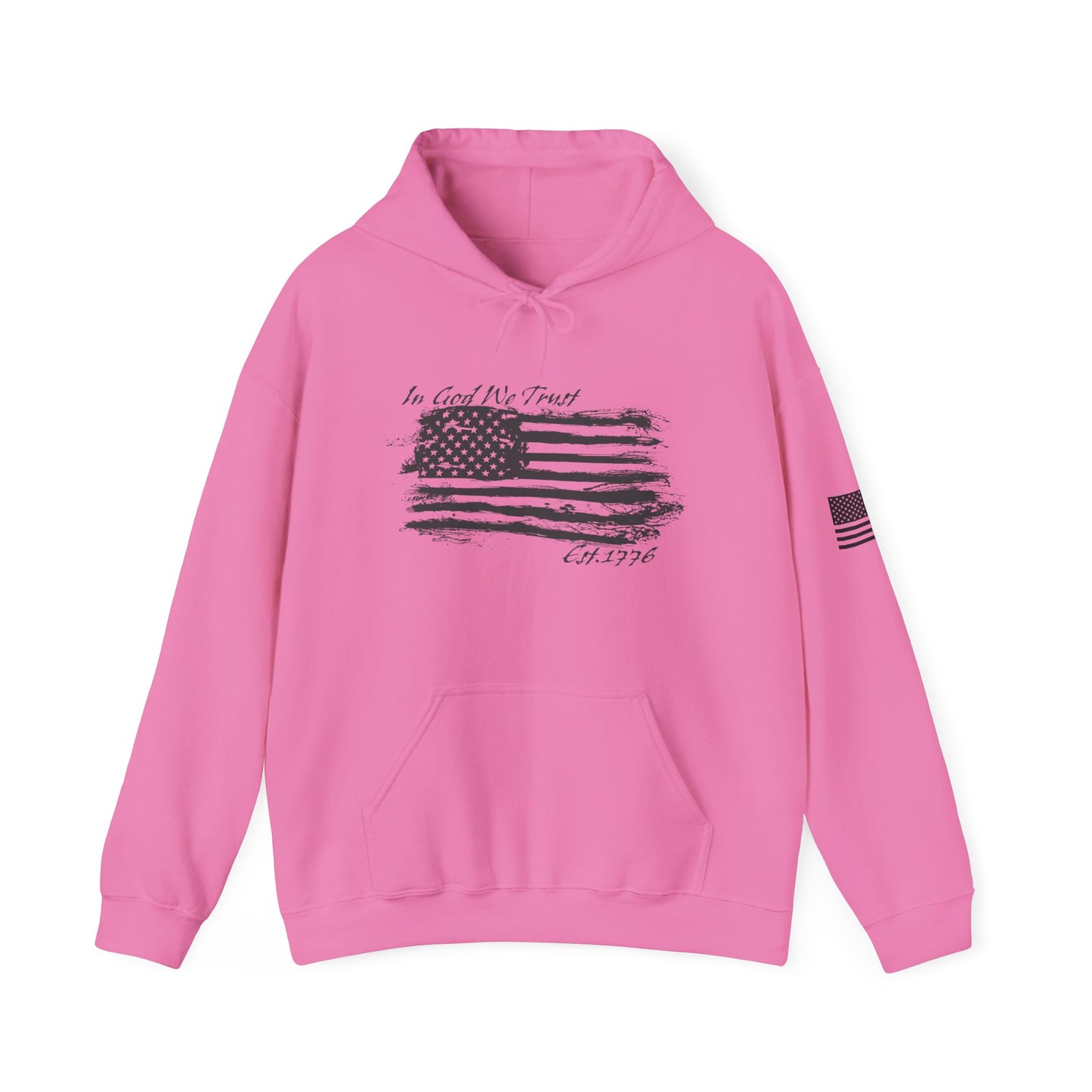 Patriotic "In God We Trust - 1776" Hooded Unisex Sweatshirt *Blk