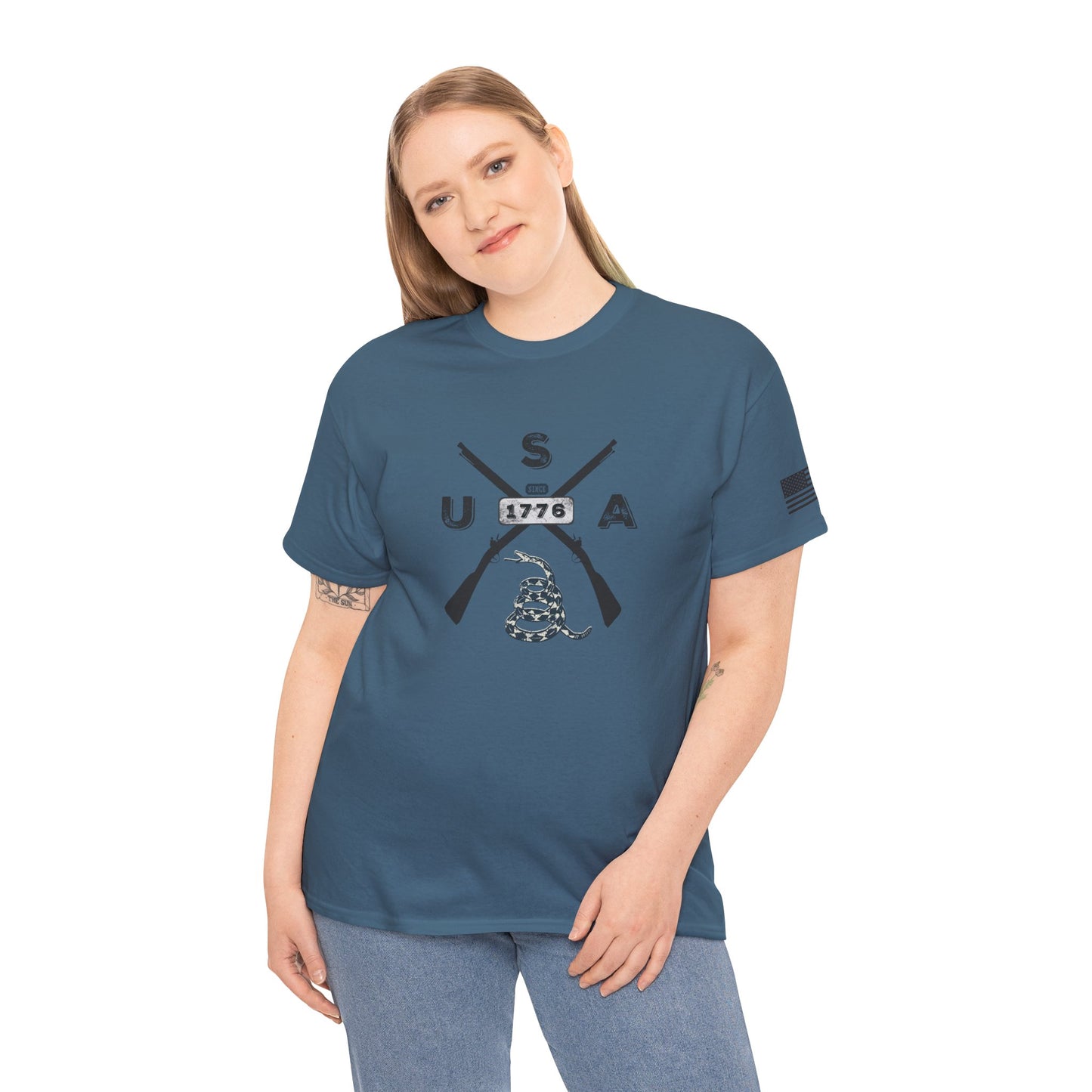 Patriotic Unisex T-Shirt - Gadsen USA Design *Blk