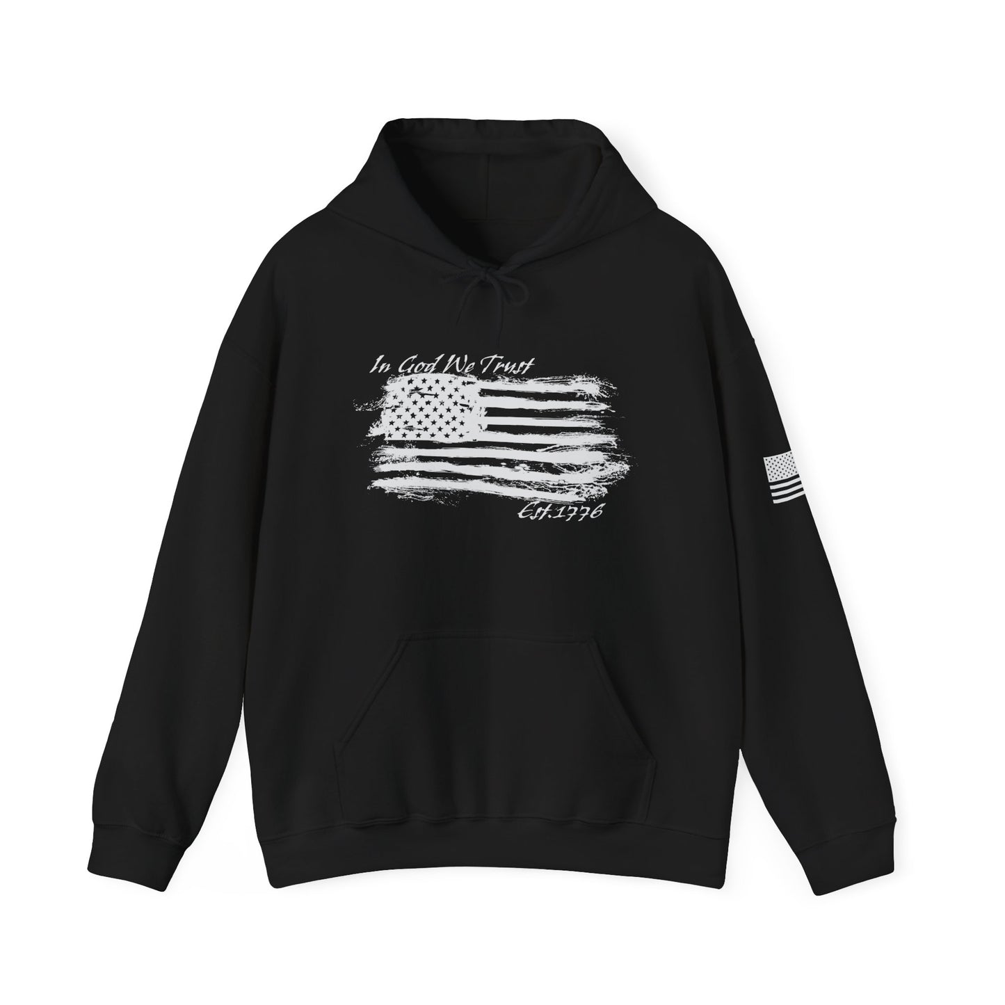 Patriotic "In God We Trust - 1776" Hooded Unisex Sweatshirt *Wht