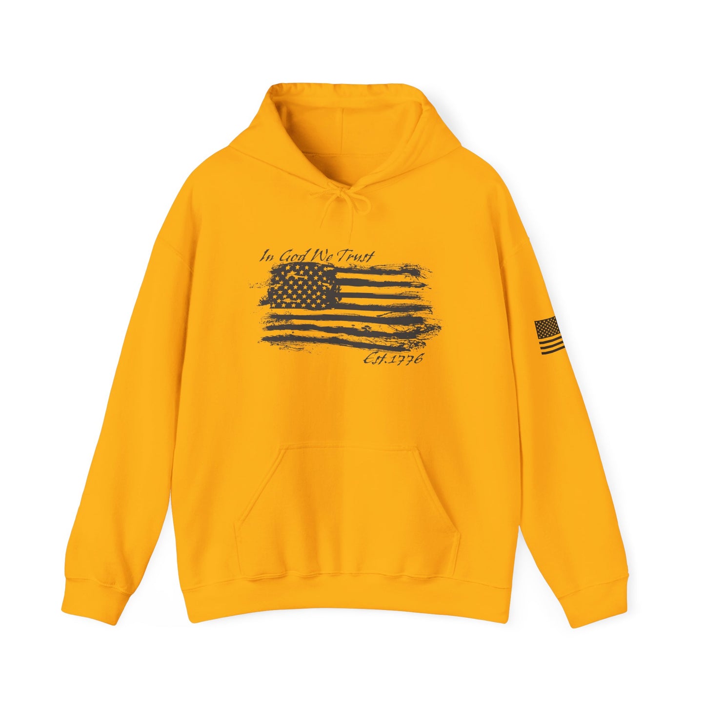 Patriotic "In God We Trust - 1776" Hooded Unisex Sweatshirt *Blk
