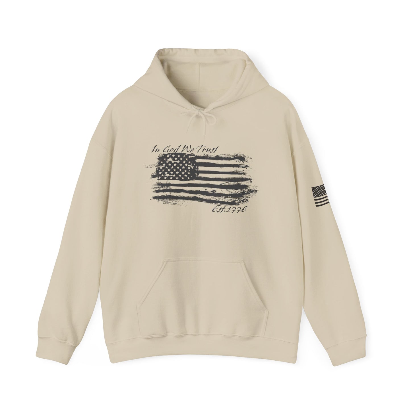 Patriotic "In God We Trust - 1776" Hooded Unisex Sweatshirt *Blk