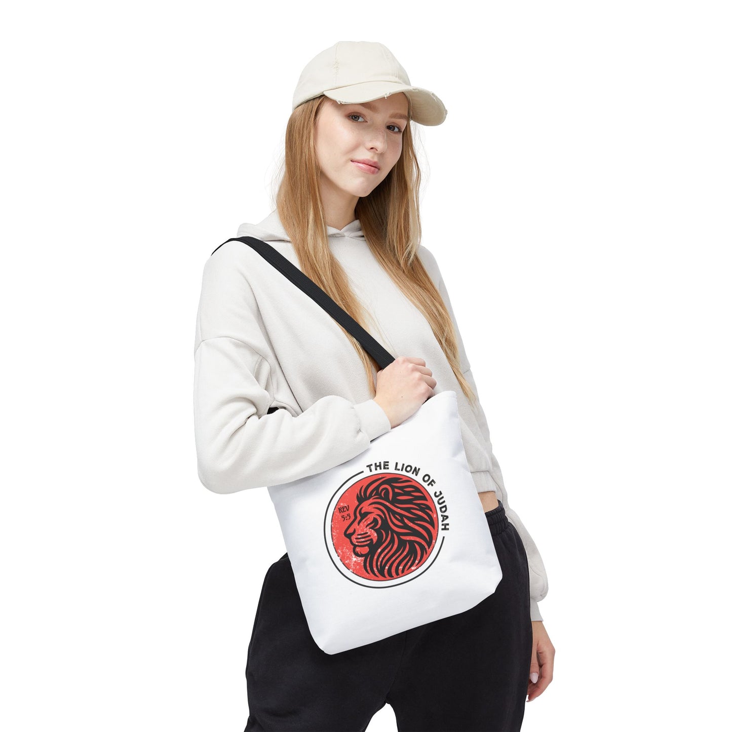 Faith Tote Bag - Romans 5:5 "The Lion of Judah" Design