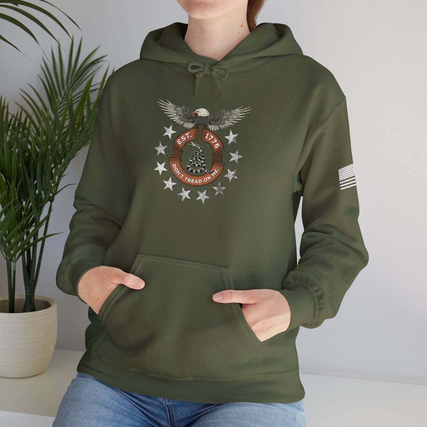 Patriotic Unisex Sweatshirt - Screaming Eagle Gadsen Snake USA Design
