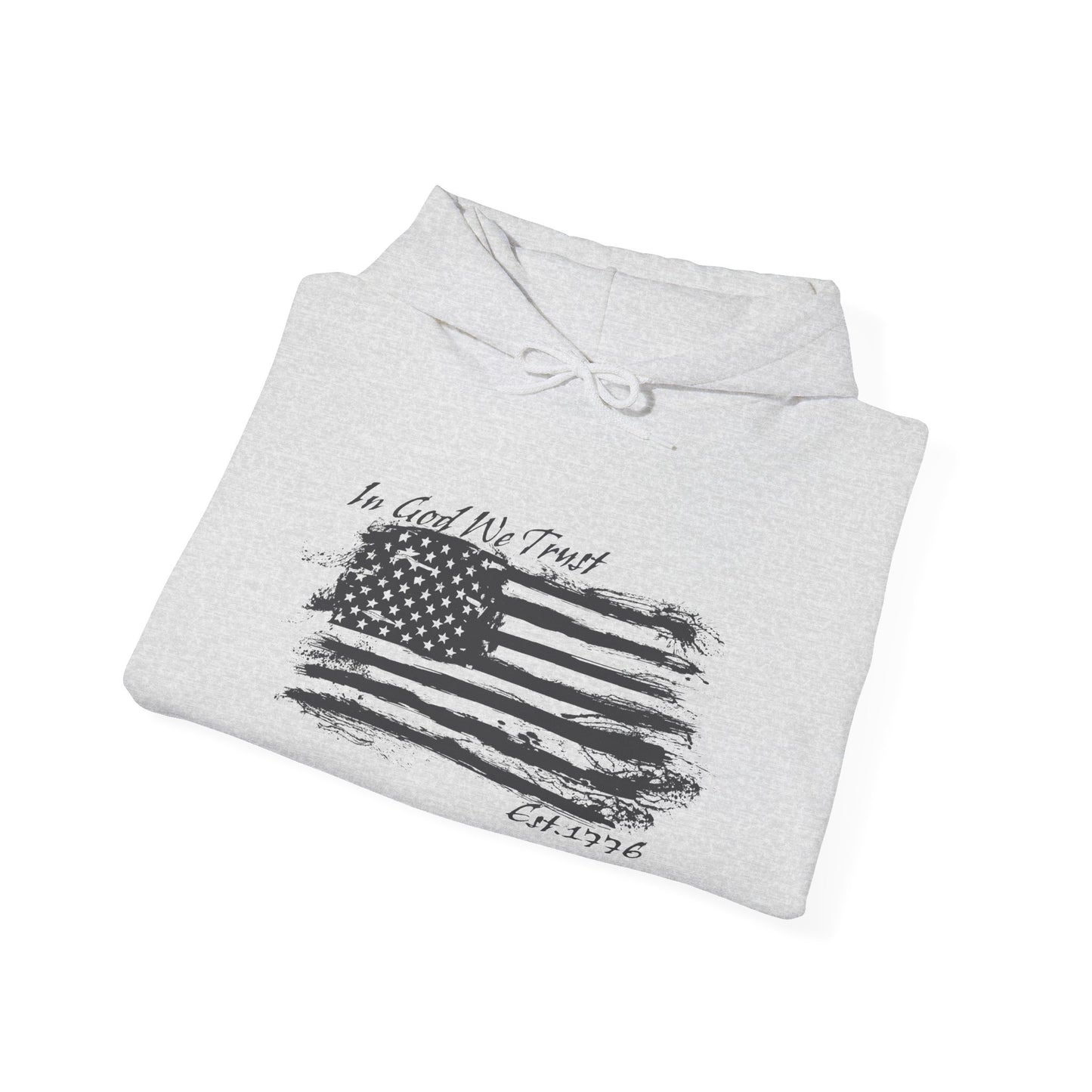 Patriotic "In God We Trust - 1776" Hooded Unisex Sweatshirt *Blk