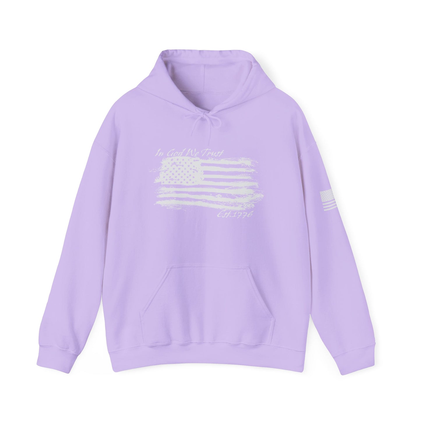 Patriotic "In God We Trust - 1776" Hooded Unisex Sweatshirt *Wht