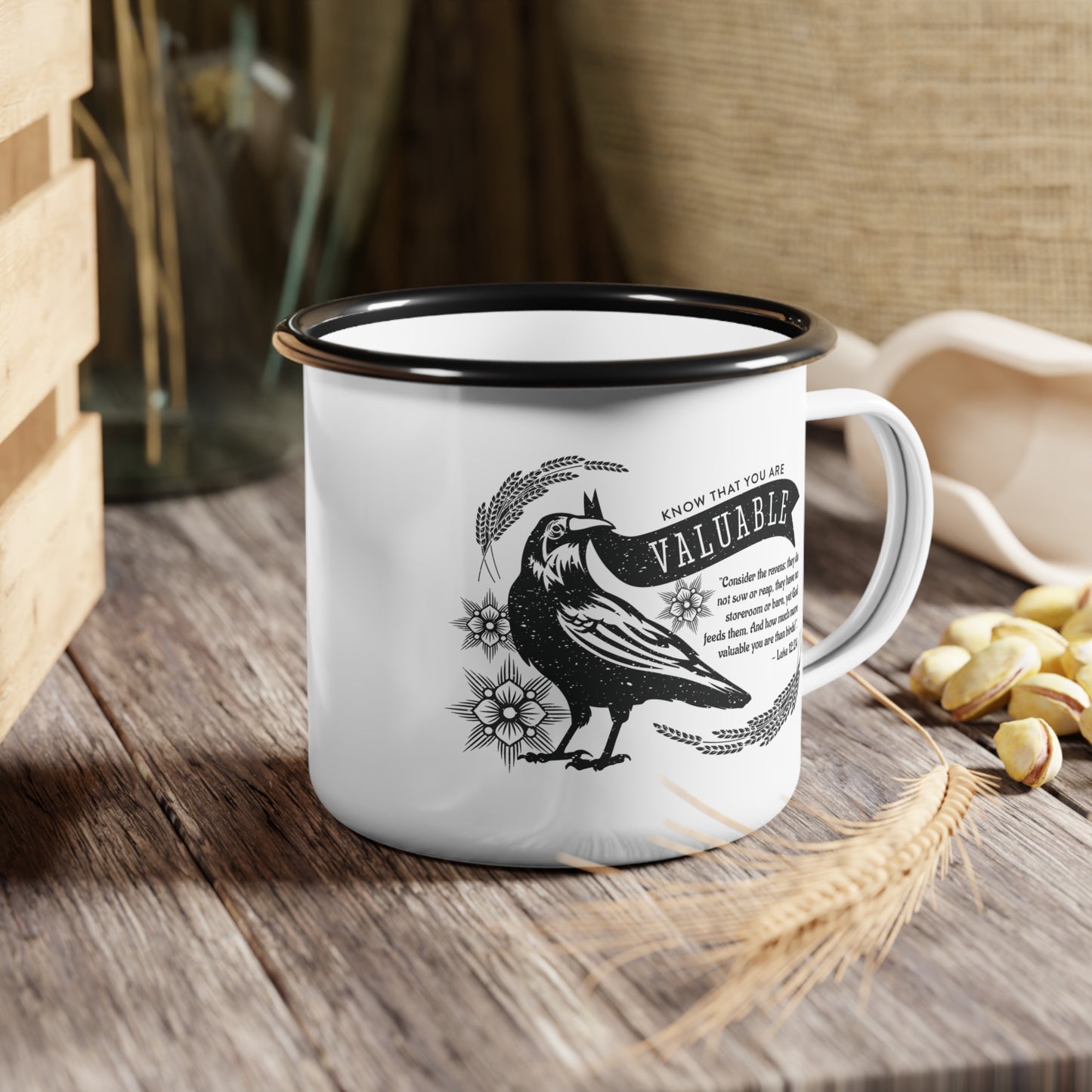 Enamel Camp Cup - Raven Biblical Faith Inspirational Mug