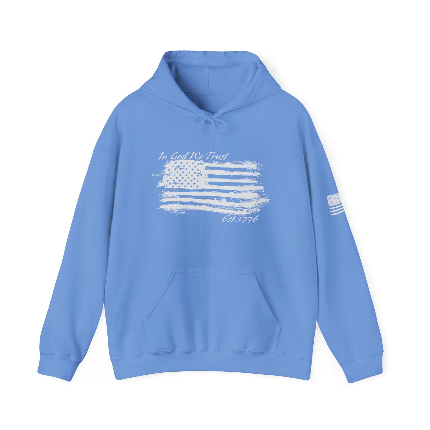 Patriotic "In God We Trust - 1776" Hooded Unisex Sweatshirt *Wht