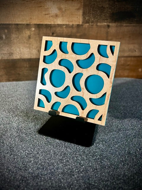 Handmade Organic Basswood & Acrylic Coasters - OCEAN